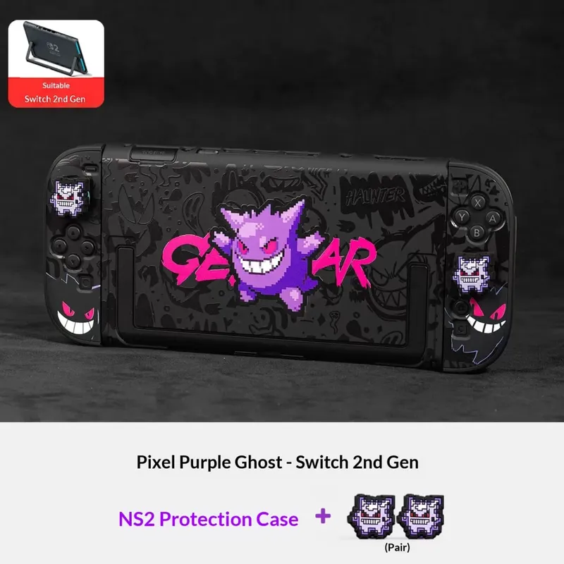 Anime Pokemon Gengar Holder Case For Nitendo Switch 2 Cartoon Removable Handle Holder Protective Cover Grip Cap Game Accessories — image 6