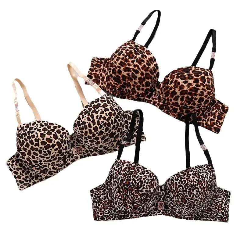 2026 New Sexy Leopard Print Underwear For Women Push Up Bra Sets Seamless Khaki Beige Black Female Lingerie — image 5
