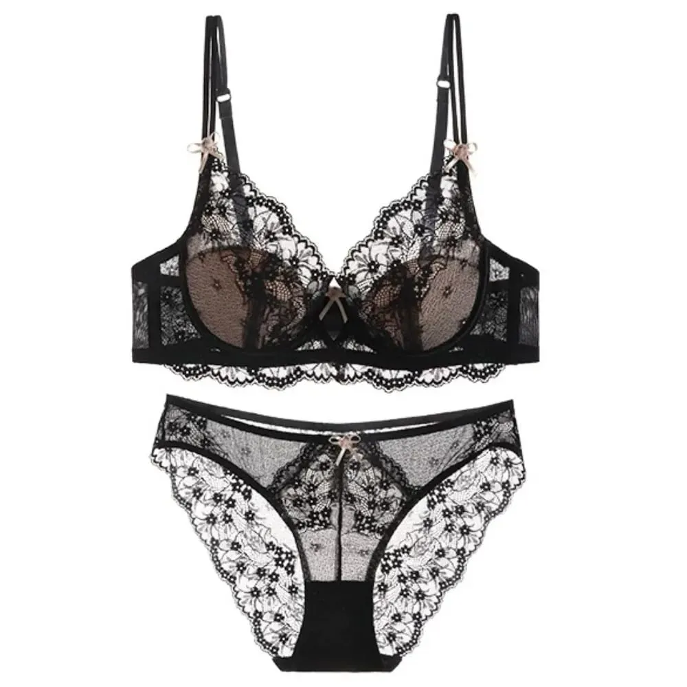 Ladies Pink Lace Lingerie Set Full‑Coverage Thin Minimizer Bra Push Up Anti‑Sag Support Underwear For Big Bust Daily Soft Outfit — image 7