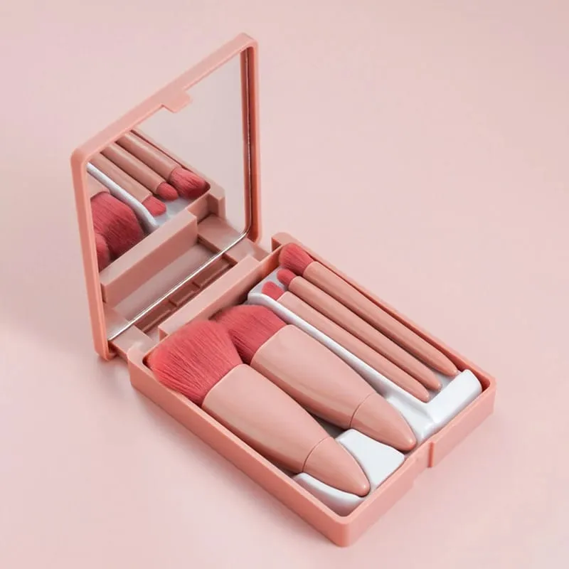 【B】5Pcs Makeup Brushes Set Mini Makeup Brushes Small Complete Function Cosmetic Brushes Kit With Case And Mirror — image 4