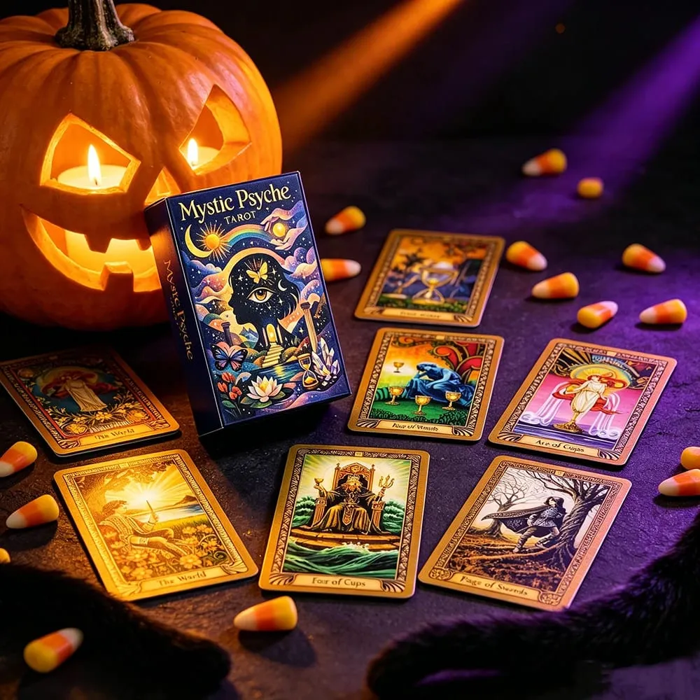 Mystic Psyche Tarot Deck English Divination Cards Mystical Cosmic Butterfly Crystal Theme Fortune Telling Board Game Tarot Cards