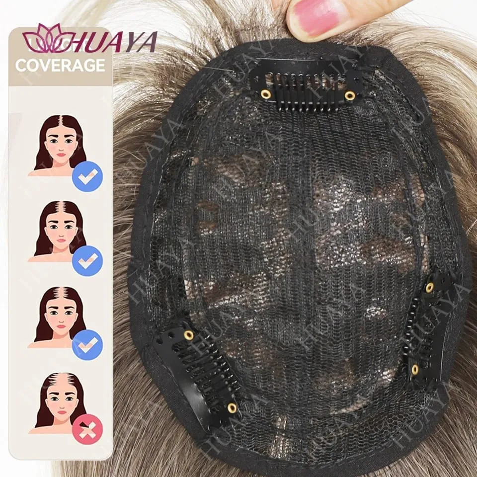 14Inch Hair Toppers for Women with Thinning Hair Heat-Resistant Synthetic Ladies Wiglets Toppers - Ombre Dark Root to Blonde — image 5