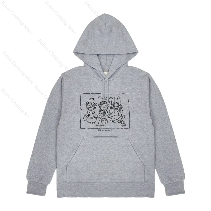 Anime Made in Abyss Series Print Hoodie Grey Black Hoodies para sa Mga Lalaking Babae na Pang-itaas na Long Sleeve Hooded Sweatshirt