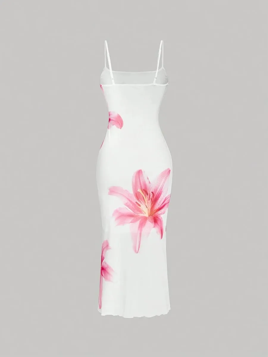 Elegant floral print sundress resort-style dress — image 2