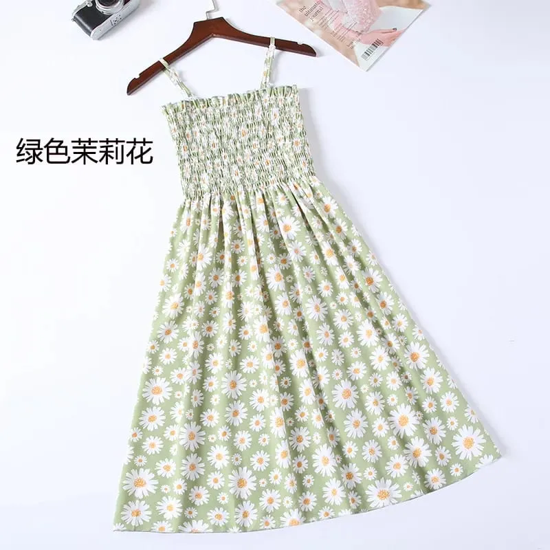 Mga Mini na Dress sa Tag-init Fashion Pambabae Elastic High Waist Casual Spaghetti Strap Sleeveless Dress Women Chiffon Dresses Vestidos — image 17