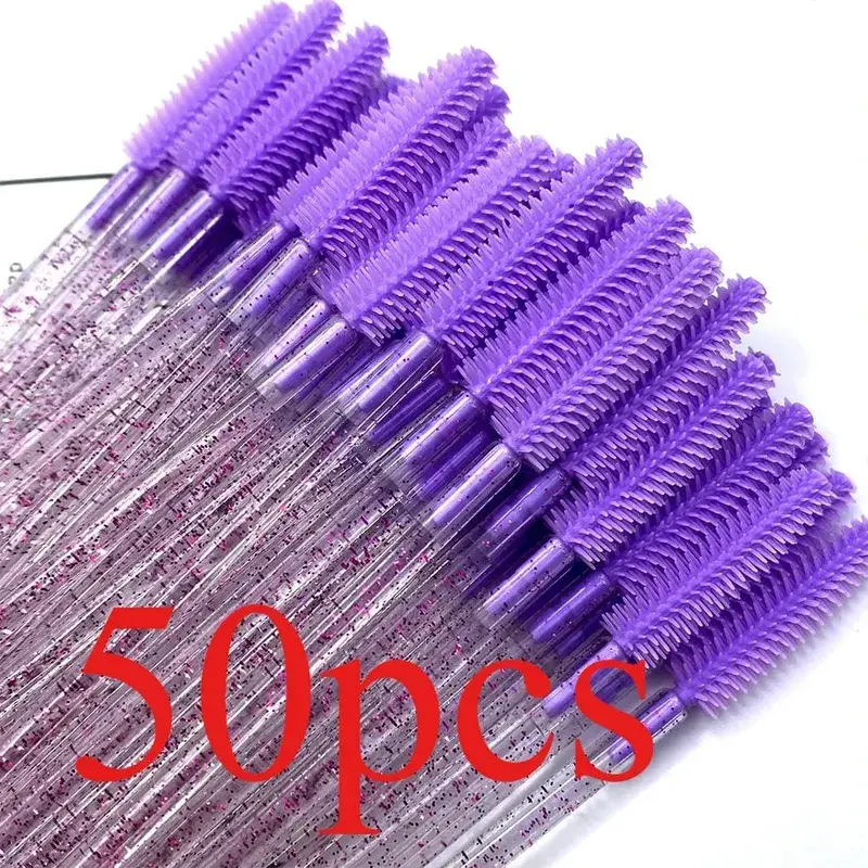 50/100 Pcs Silicone Crystal Mascara Wands Disposable Diamond Eyelash Brushes Comb Beauty Makeup Brush Tools for Women