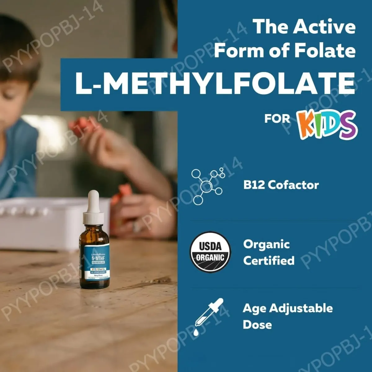 Kids L-Methylfolate 5-MTHF Liquid Drops with Methyl B12 Active Folate Support 1 Fl Oz USDA Organic Vegan Non-GMO — image 3