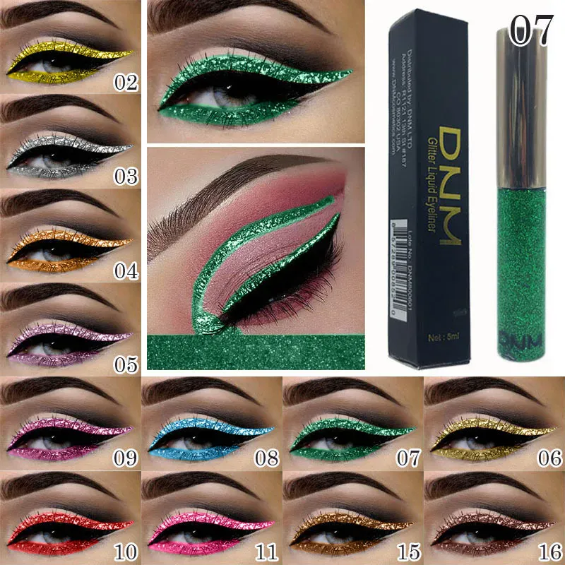 16 Colors Diamond Liquid Eyeliner Professional Silver Green Shiny Eyes Flash Long-lasting Liquid Glitter Eye Liner Beauty Makeup — image 4