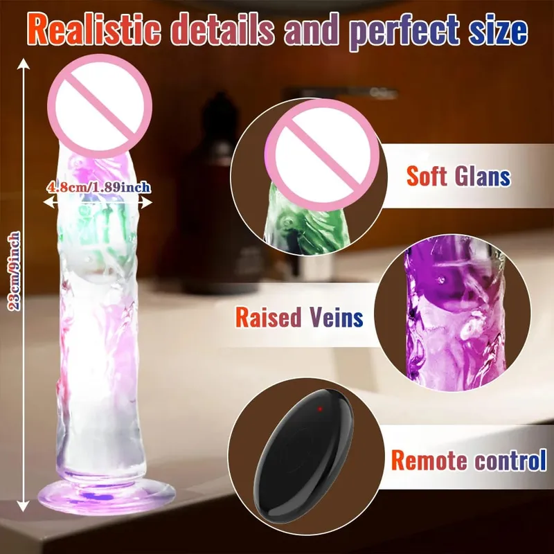 Remote Control Soft Realistic Dildo for Women G-spot Vibrator with LED Light Fake Penis Female Masturbation Sex Toy for Women — image 11