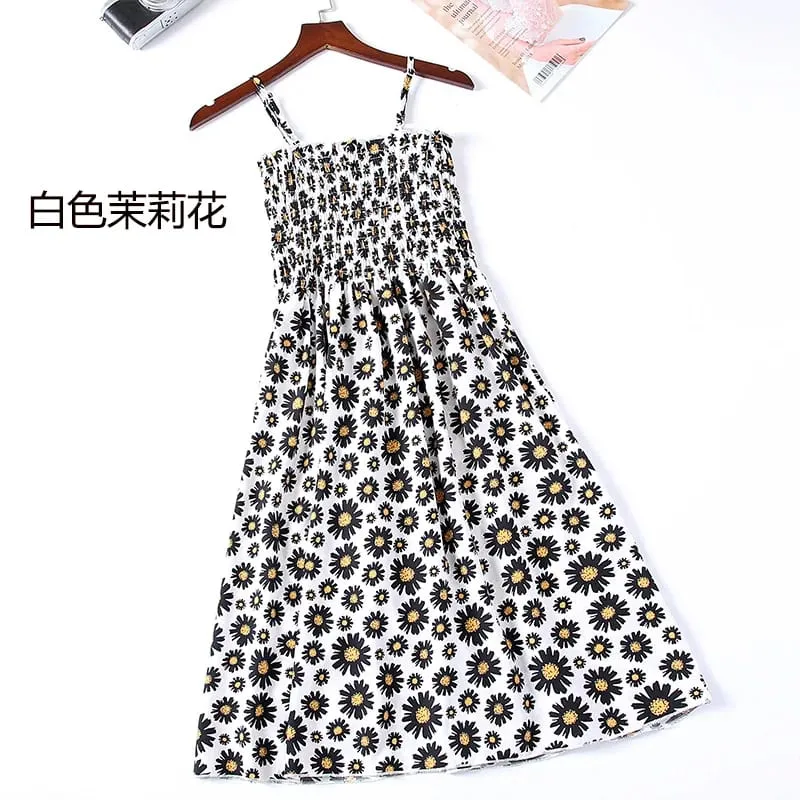 Mga Mini na Dress sa Tag-init Fashion Pambabae Elastic High Waist Casual Spaghetti Strap Sleeveless Dress Women Chiffon Dresses Vestidos — image 21