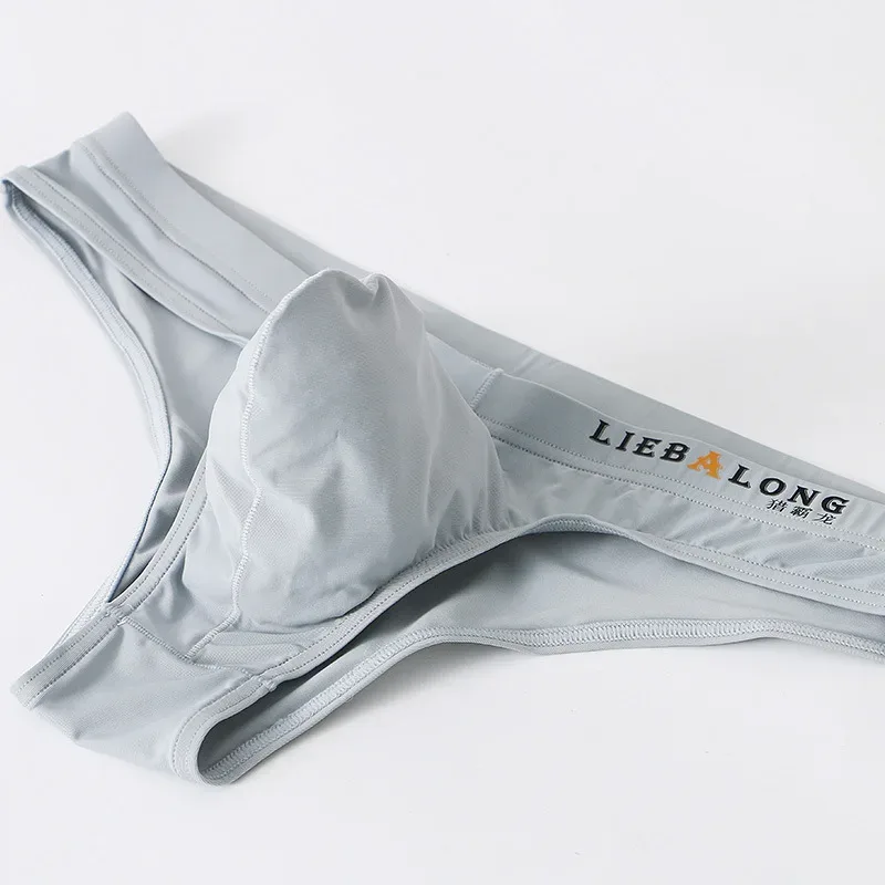 Cuecas masculinas biquíni sexy roupa interior masculina de seda gelo pênis bolsa cuecas calzoncillos hombre deslizamento gay lingerie sólida — image 8