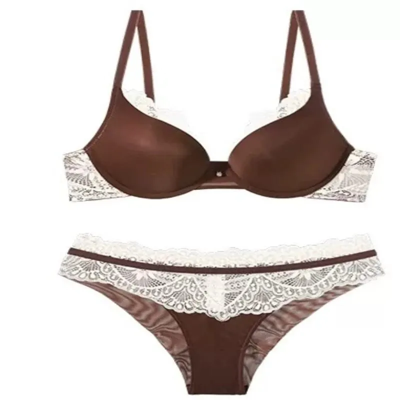 Ladies Lace Underwear Set Push Up Bra Anti Sagging Support Soft Underwire Lightweight Comfort Fashion Women Lingerie Set — image 6