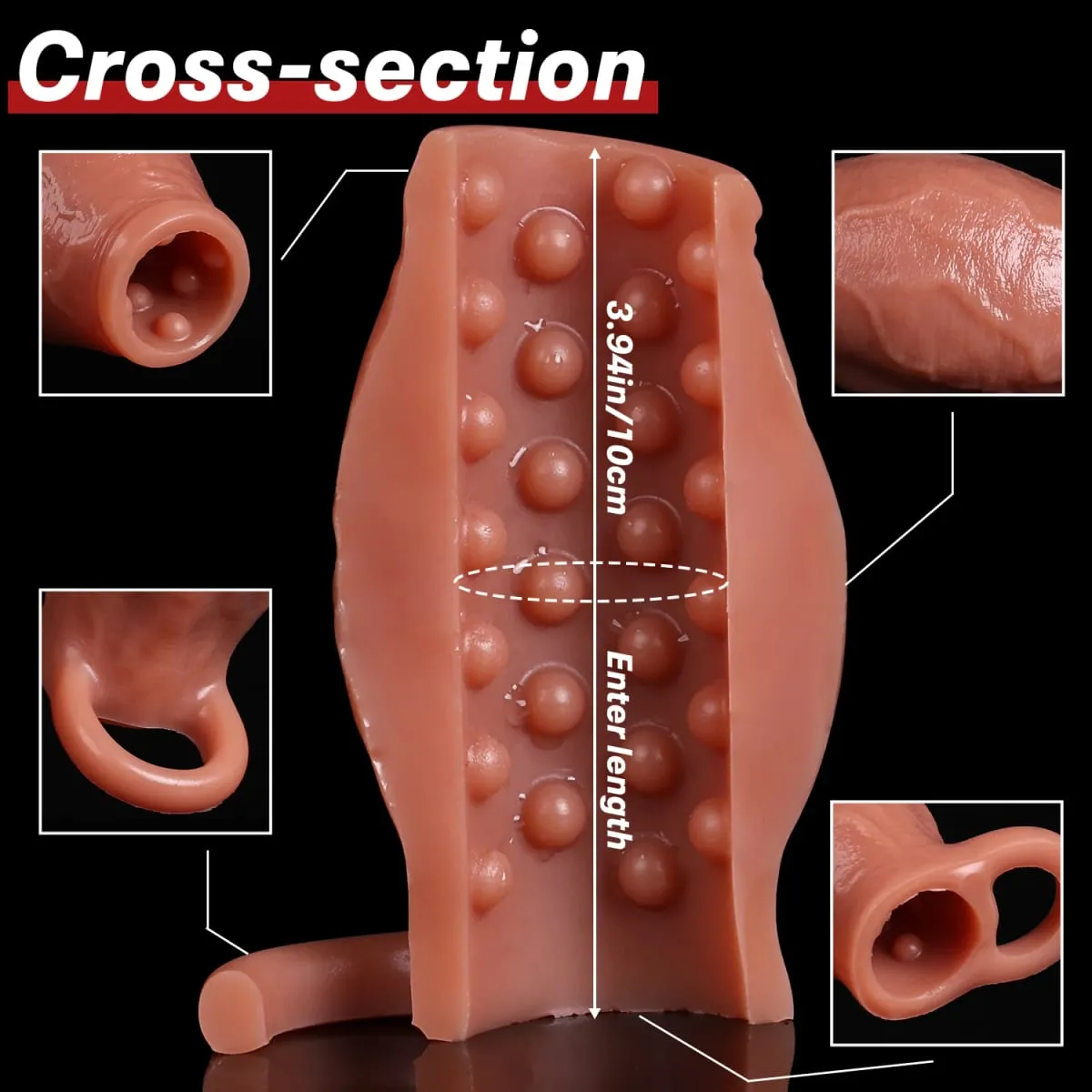 Penis Sleeve Cock Ring Power Ring Penis Cover Penis Ring for Men Delayed Ejaculation Penis Enlargement Silicone Adult Sex Toys — image 2