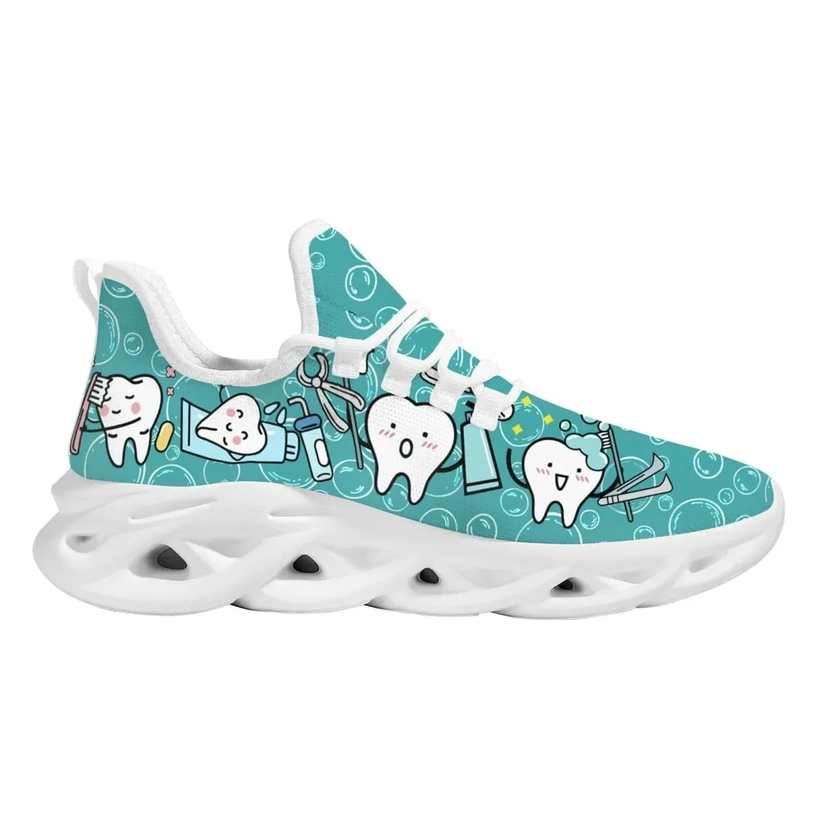 Casual Women's Dental Shoes Funny Teeth Dentist Design Flats Lace-up Sneakers Spring Breathable Beach Walking Shoe New Fashion — image 6