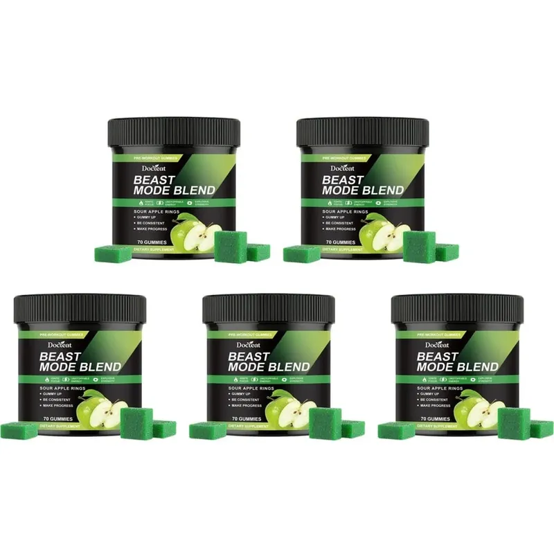 Docteat Beast Mode Blend Pre Workout Gummies Energy Focus & Endurance Support for Strength Training & Active Gym Days 70 Count — image 11