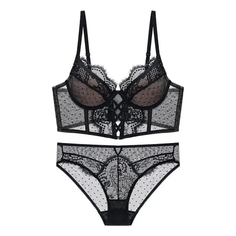Push Up Lace Lingerie Set for Women Sheer Chemise with Soft Underwire Bra Fishbone Teddy Sexy Bridal Honeymoon Outfit S-XL — image 5