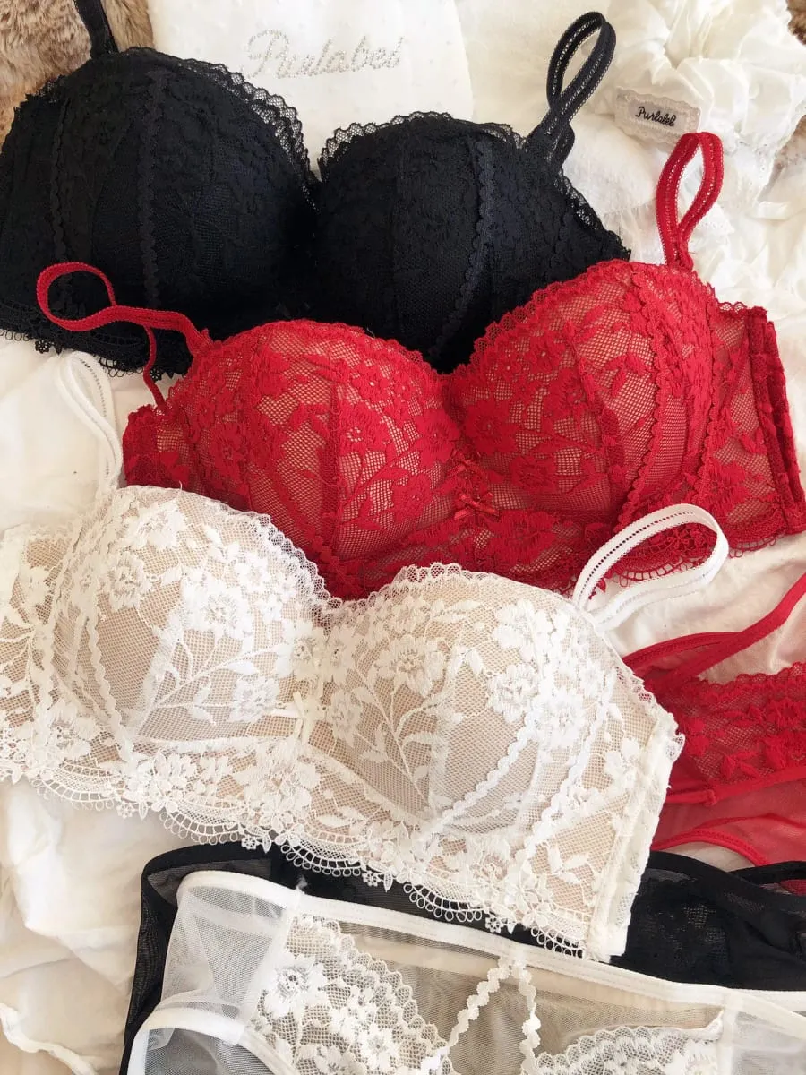 Women Seamless Underwear Set Sexy Lace Flowers Embroidery Bra Palapot 1/2 Cup Push Up Bras Detachable Strap Lingerie Panties Set — image 6