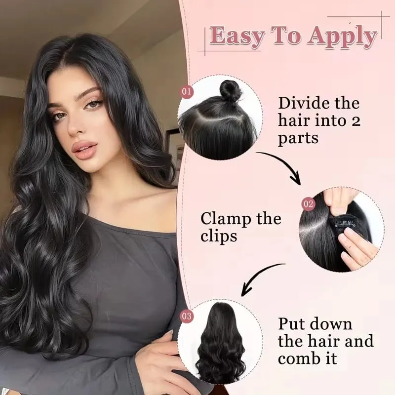 20Inch Synthetic Long Curly Clip In Hair Extensions High Temperature Heat Resistant Fiber Hairpieces for Women Daily Party — image 6