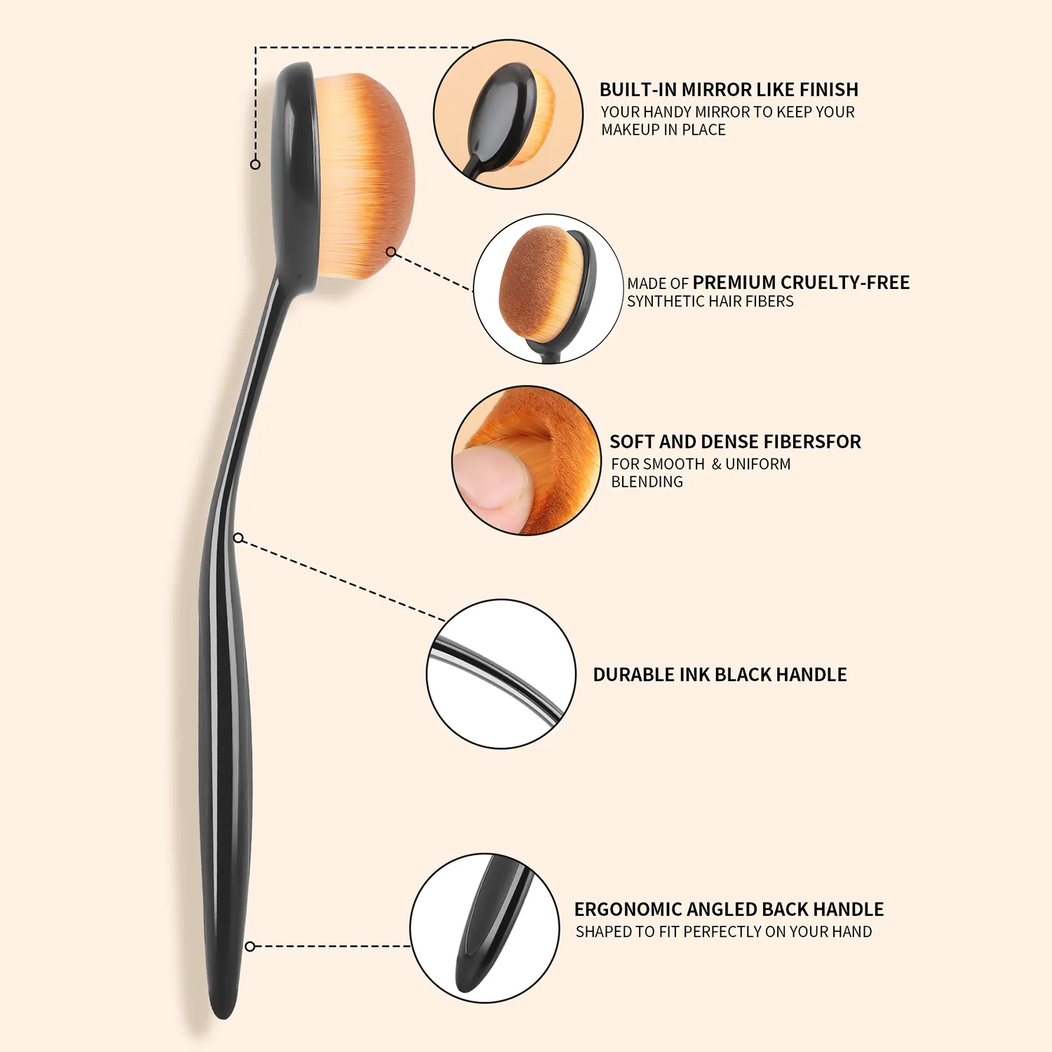 2PCS Toothbrush Shape Foundation Brushes With Caps Multifunctional Soft Brush For Liquid Cream Powder Makeup — image 5
