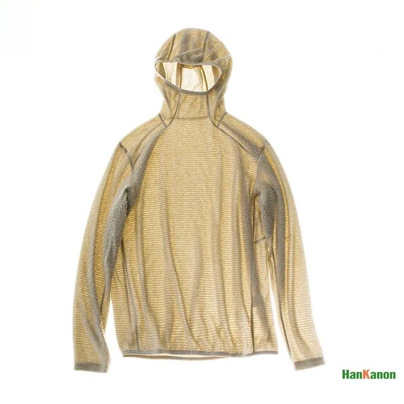 Thermolite® Lightweight Hooded T-Shirt Men's Long Sleeve Thermal Hoodie para sa Hiking Camping at Cycling Anti-Static at Anti-Pilling