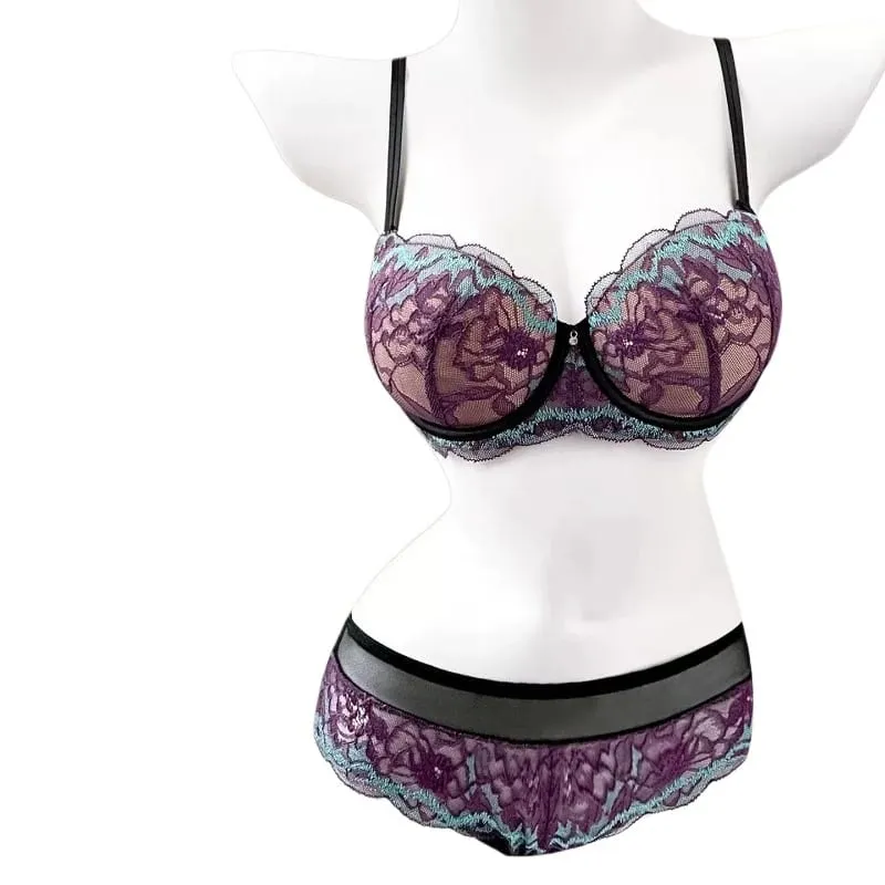 Hot Sale Purple Minimizer Bra Plus Size Soft Lace Wireless Anti Sagging Big Bust Look Smaller Breathable Bras M-XL — image 1