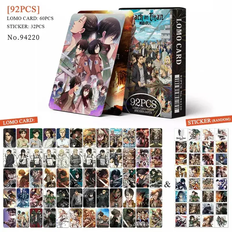 Tarjeta postal de Anime Attack on Titan Lomo, juguete Haikyuu boticario diarios Honkai Star Rail, tarjetas de colección con pegatinas de regalo — image 18