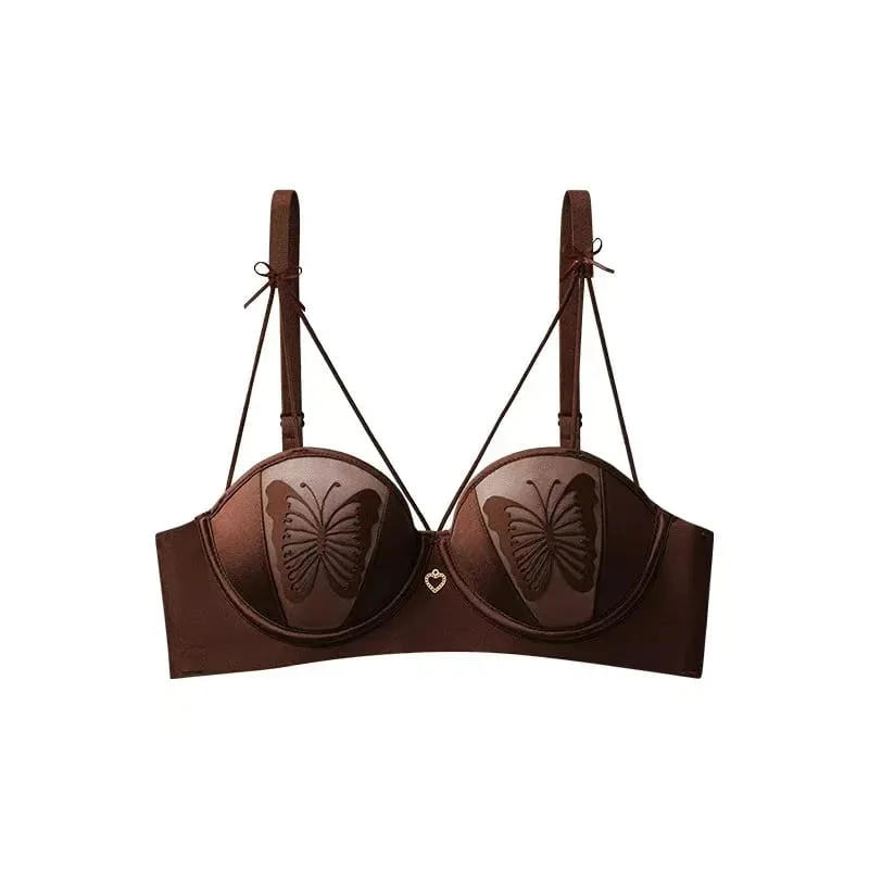 Sexy Push Up Lingerie Small Breast Gathering Anti-sagging Seamless Bra Sexy Beauty Back Butterfly Wire Free Lingerie Bra
