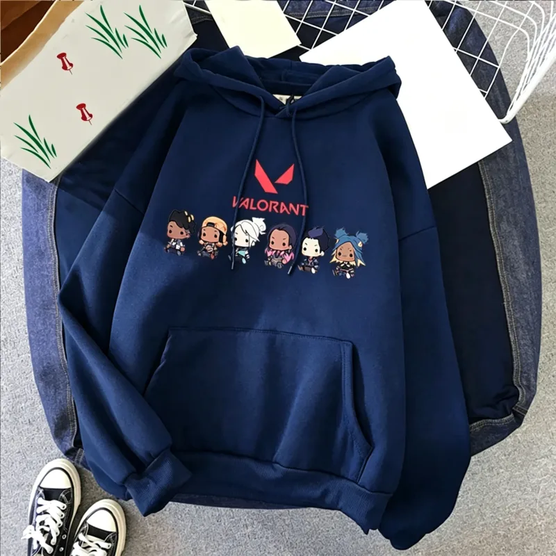 Valorant Anime 2D 프린트 남성 코튼 까마귀 캐주얼 오버 사이즈 풀오버 인기 streetwear 패션 운동복 트렌드 남성 의류 — image 8
