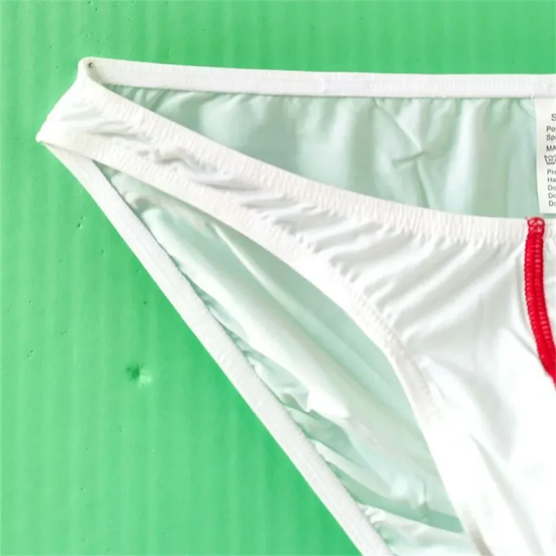 Two Line Stripe Ice Silk Briefs para sa Mga Lalaking Plus Size na Kasuotang Panloob Sexy U Convex Lingerie Low Waist Bugle Pouch Panti ng Lalaki — image 8