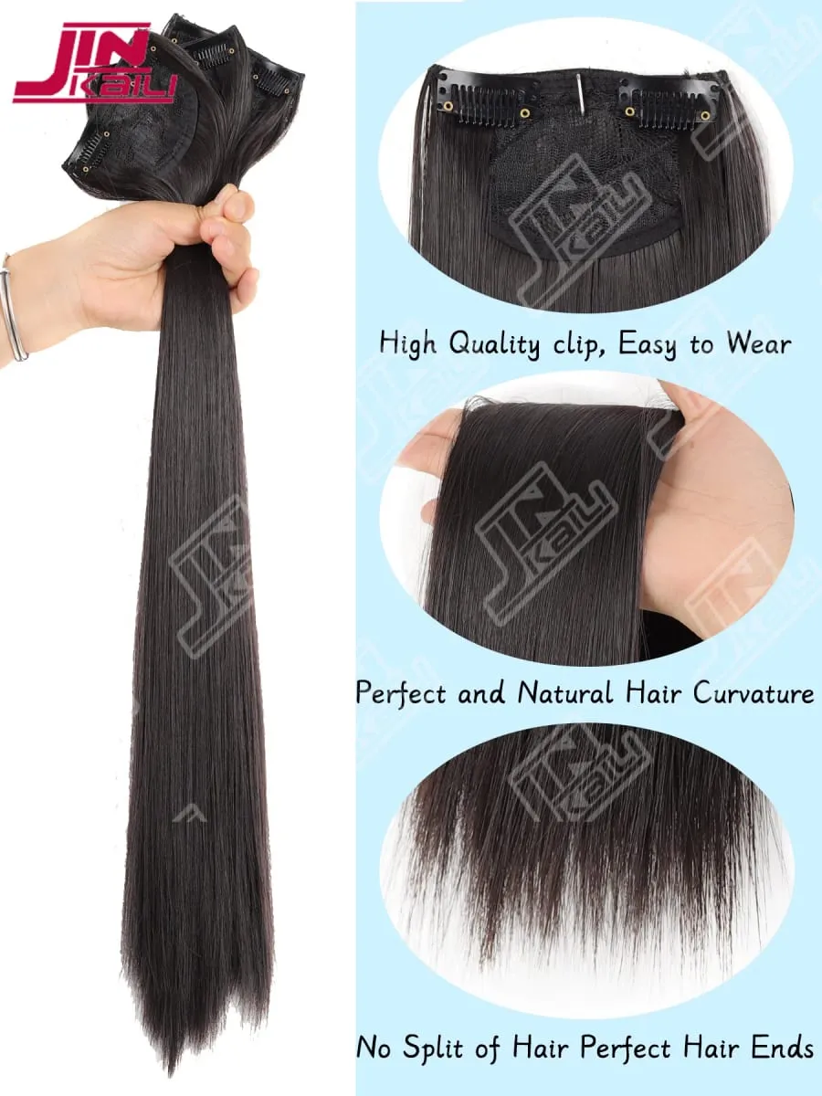 JKL Long Hair Extension Pieces Realistic Volume Boost Invisible Traceless Three Piece Set Asian Synthetic Hair Extensions — image 3