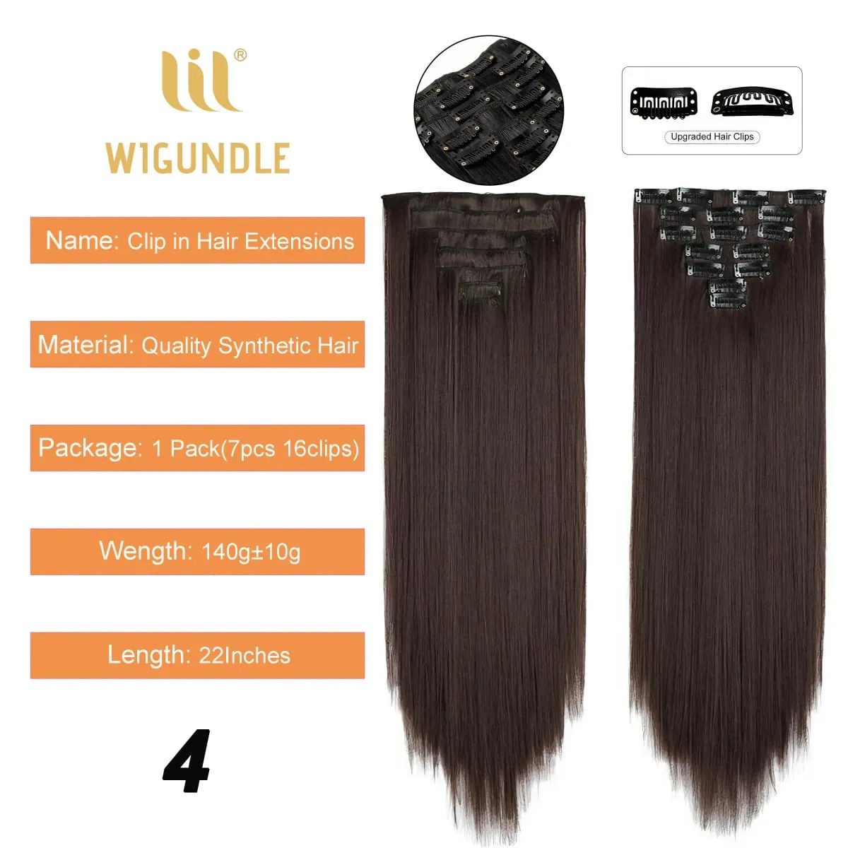 Clips In Hair Extension Long Straight Hair Pieces Clip In Hair Extension 22inches 7pcs/set Synthetic Fake Hair Pieces for Women — image 11