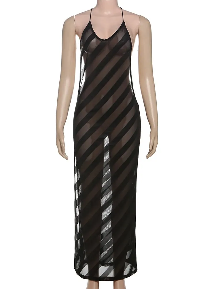 Sisterlinda verão lançamento júnior tornozelo comprimento sexy vestido de rua alta perspectiva menina sólida halter fino decote sem costas robe — image 7
