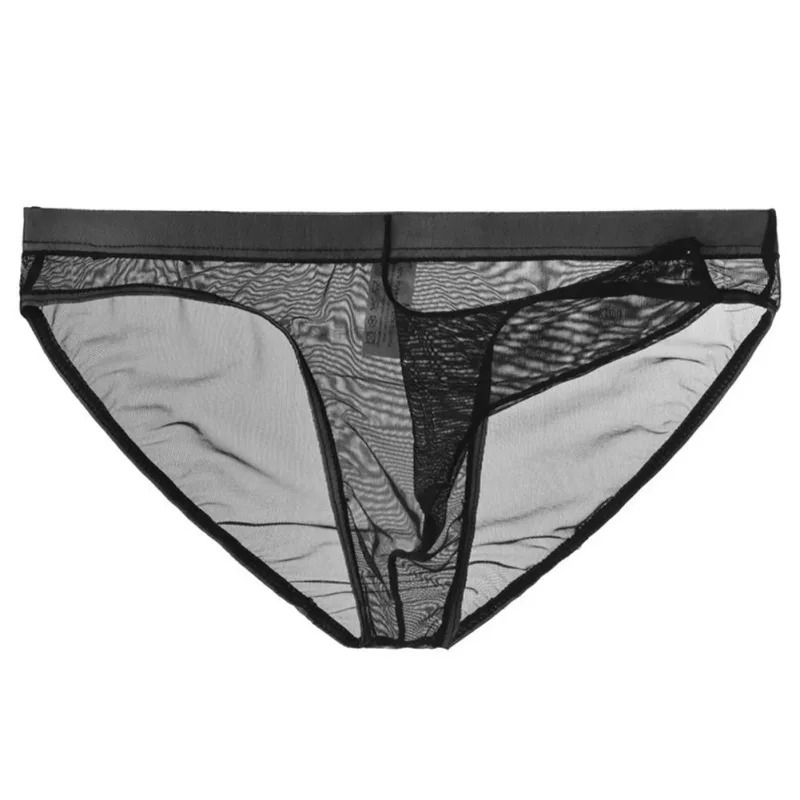 Men Underwear Mesh Transparent Elephant Nose Briefs Thin Lightweight Quick Dry Low Waist Breathable Underpants