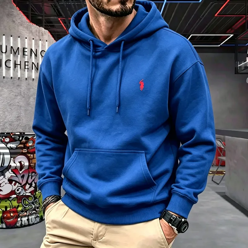 Haut de gamme pour hommes à capuche à manches longues 2026 automne-hiver luxueux à la mode cheval broderie haut de golf sweat à capuche décontracté vêtements pour hommes — image 8
