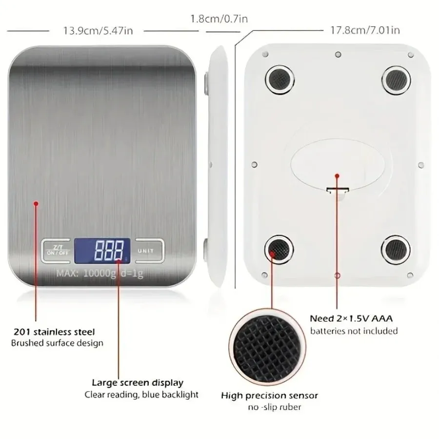 Household Kitchen High-precision Electronic Pastry Baking Scale Small Food Baking Scale 10kg/1g Accurate Weighing