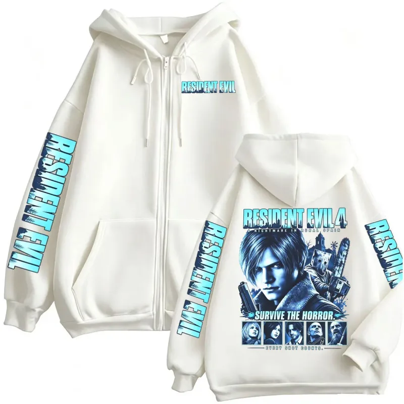 Resident Evil Requiem Zip Up Hoodies Leon Kennedy Horror Game Zipper Hoodie Panlalaking Babae Harajuku Classic Jacket Sweatshirt Coats