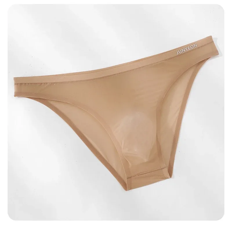 Sem costura de secagem rápida cuecas masculinas cor sólida seda gelo ultra-fino cuecas sexy respirável 3d bolsa calcinha — image 19