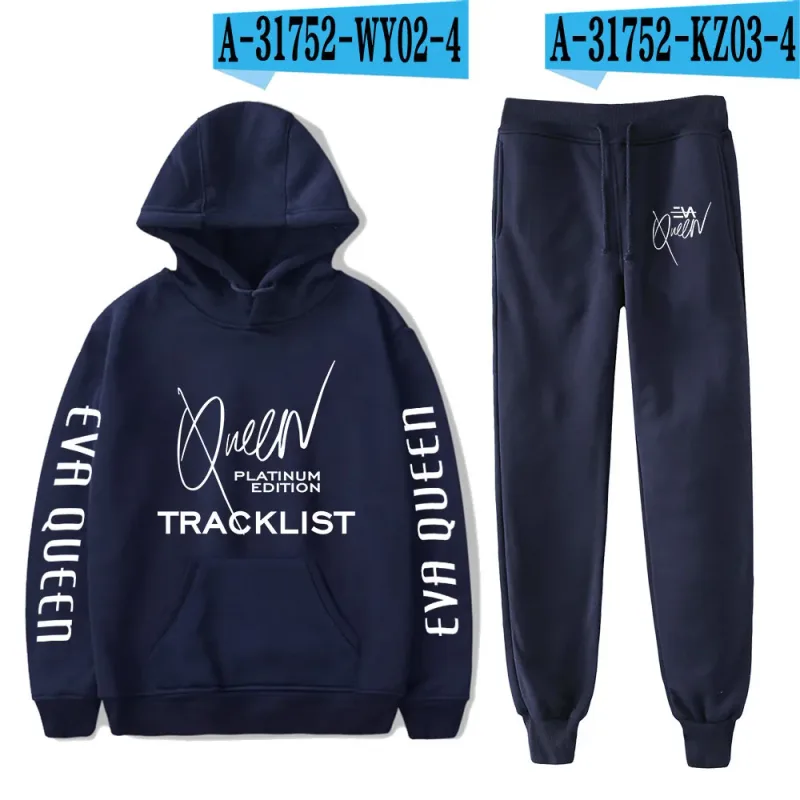 Hip Hop Bekväm Eva Queen Print Sweatshirt Träningsbyxor Kostym Huvtröjor+ Byxor Kostym Pojkar/Flickor 2-delat set Kläder — image 35