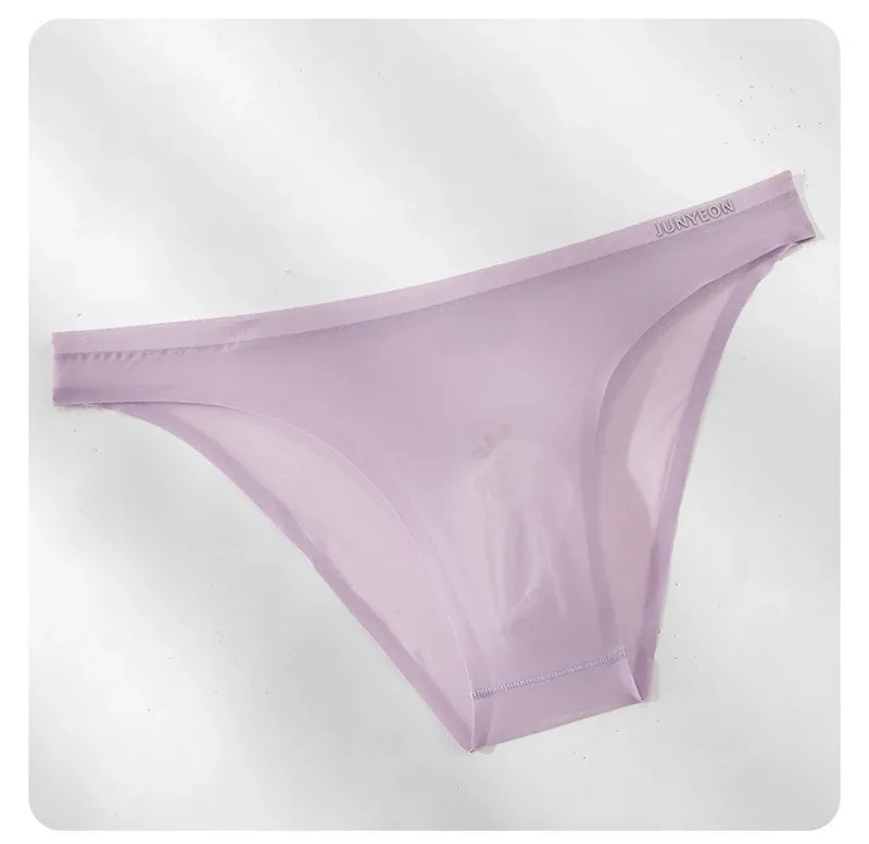 Sem costura de secagem rápida cuecas masculinas cor sólida seda gelo ultra-fino cuecas sexy respirável 3d bolsa calcinha — image 20