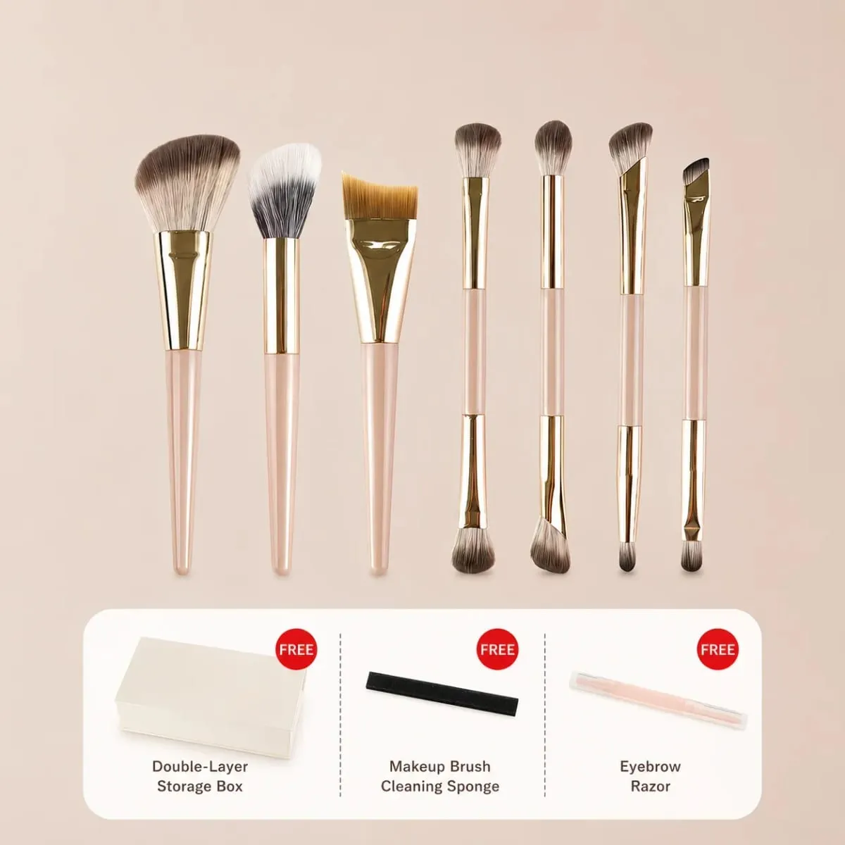 Portable 8 Piece Foldable Dual-Ended Makeup Brush Set Foundation Contour Eyeshadow Blush Concealer Brushes Travel Makeup Tools — image 1