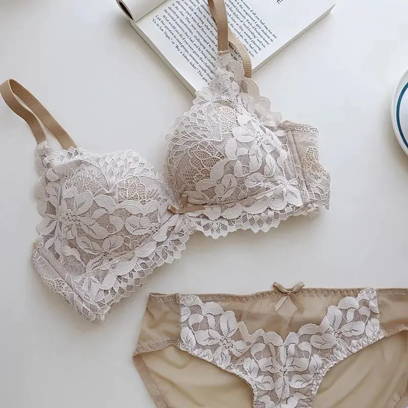 Modest Japanese Style Abaya Lace Bra Set Women Luxury Push Up Small Bust Support Anti Sagging Full Coverage Comfort MOYISU Sexy — image 11