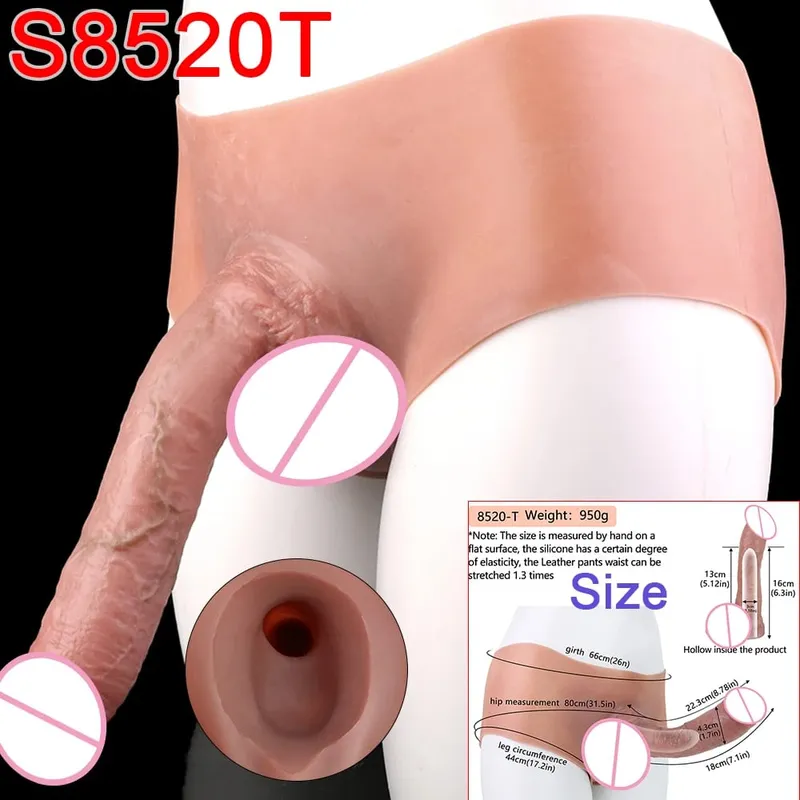 Male Strap-On Long Hollow Dildo Ultra Realistic Penis Extend Sleeve Pants насадка на член Male Cock Cover Sex Toys