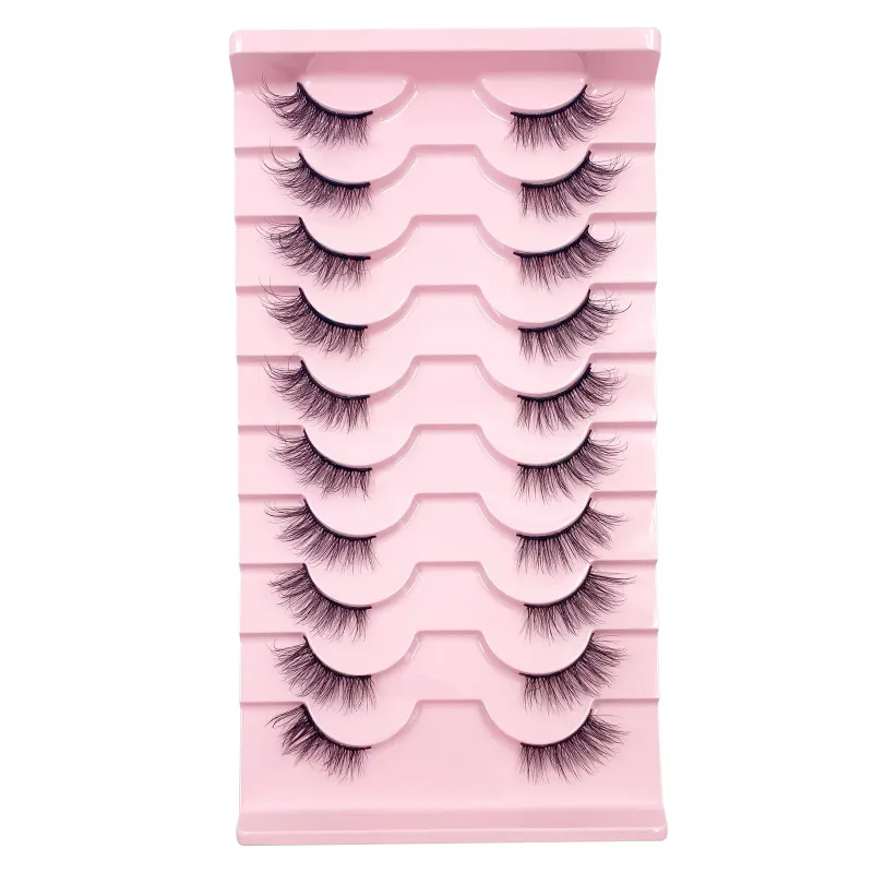 3D Cat Eye Lashes Half Eyelashes 10Pairs Half Lashes Natural Clear Stem False Eyelash Extension Makeup Faux Cils maquiag — image 20