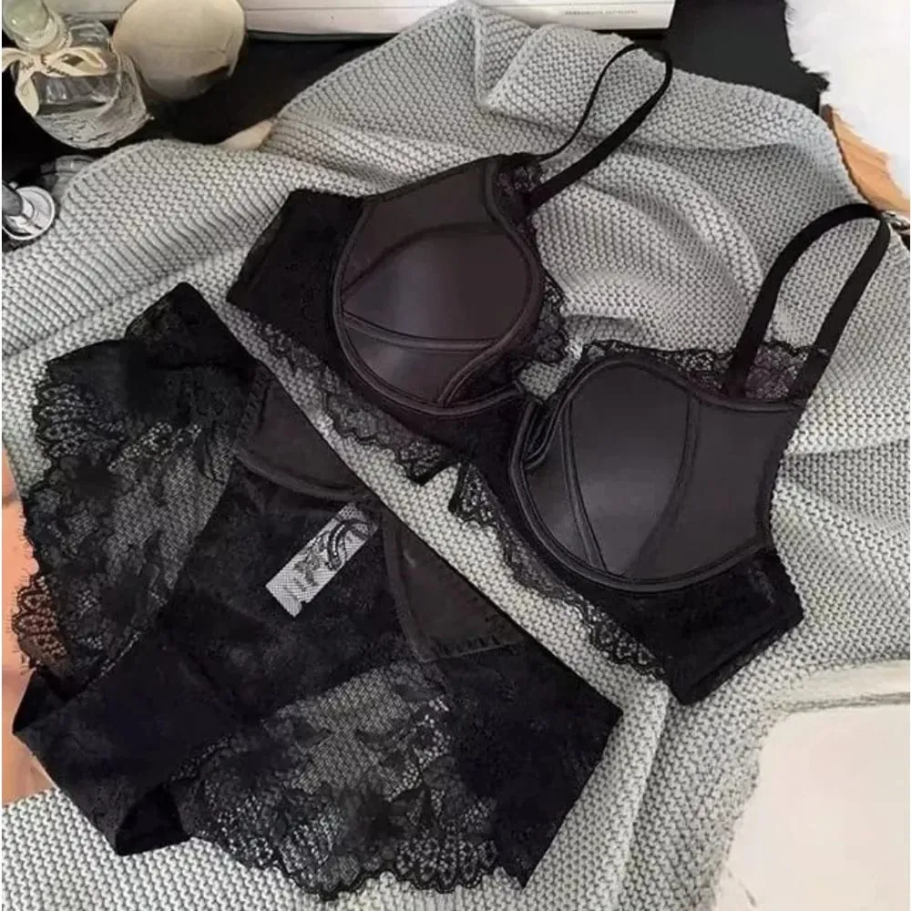 Push Up Bra Women Sexy French Lace Minimizer Full Coverage Wireless Thin Anti Sagging Comfort Support Lingerie S-XL