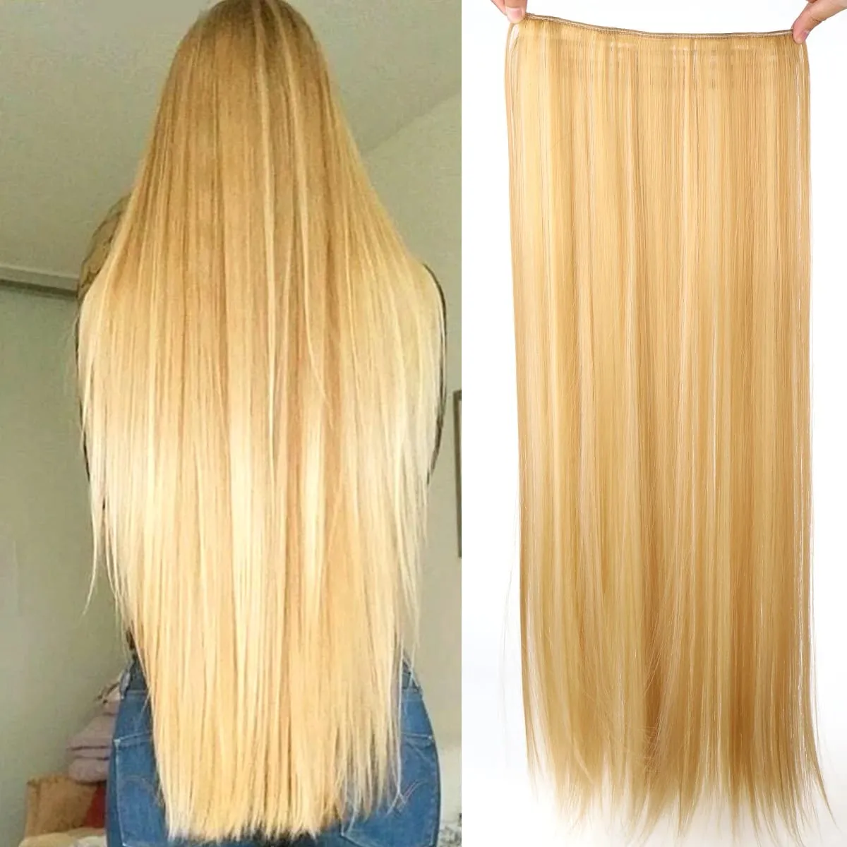 JKL Synthetic 5 Clip In Hair Extensions Long Straight Hairstyle Hairpiece Black Brown Blonde 80CM Natural Fake Hair For Women — image 14