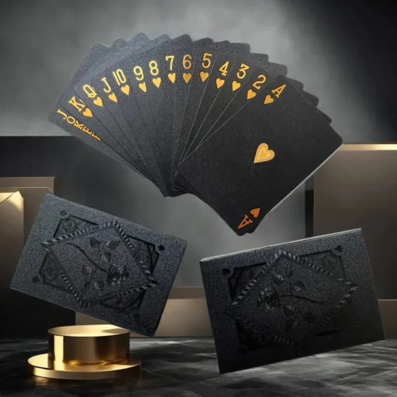 New Color Black Gold Playing Card Game Card Group Waterproof Poker Suit Magic Dmagic Package Board Game Collection Entertainment — image 1