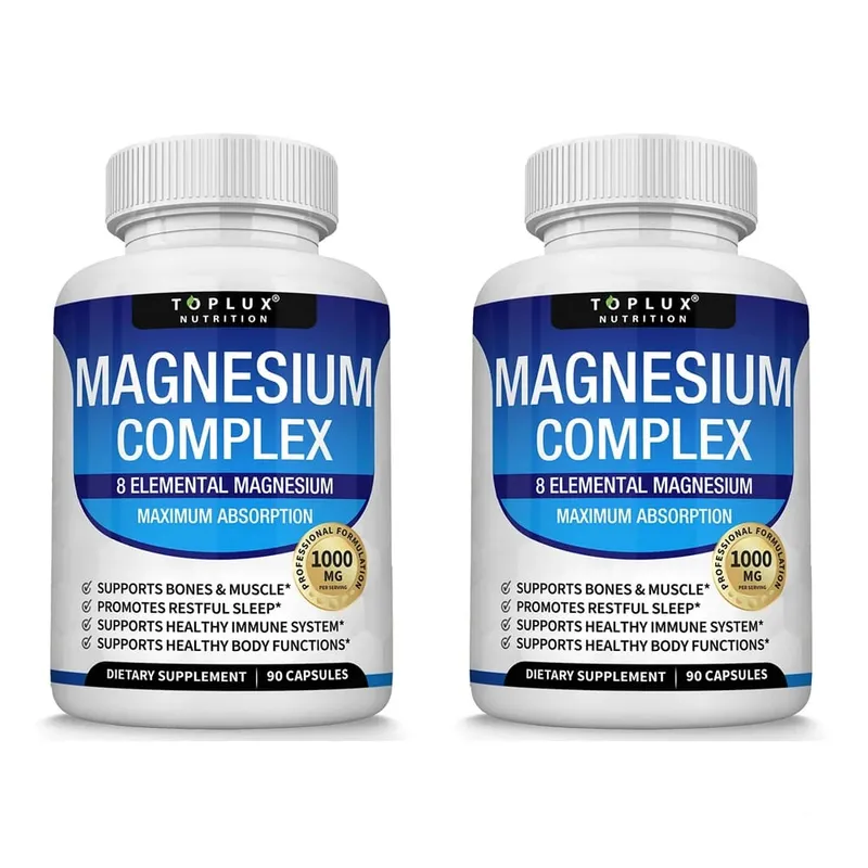 Magnesium Complex Supplement | 1000mg Magnesium Glycinate Malate Citrate | 8 Elemental Chelated Formula | Vegan Non-GMO 90 C