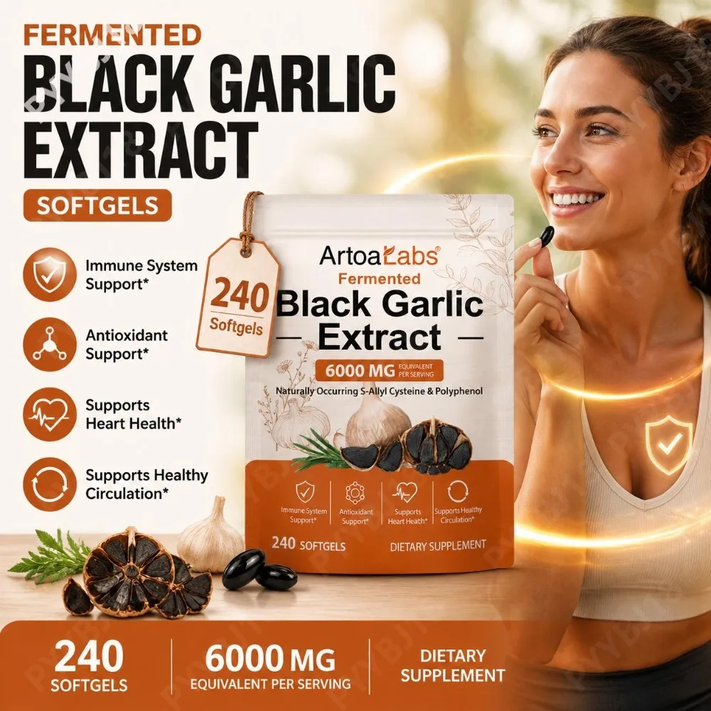 Fermented Black Garlic Extract Softgels 6000mg Equivalent Supplement for Daily Wellness Antioxidant Immune Support 240 Softgels — image 1