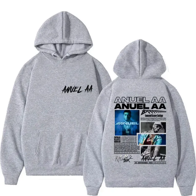 Rapper Anuel AA Rhlm 2 Album 2025 Merch Hoody Men's Clothing Rock Hip Hop Oversized Sweatshirts Winter Casual Long Sleeve Hoodie — image 7