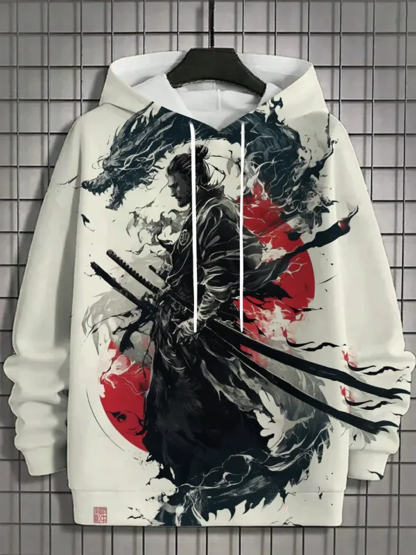 2024 taglagas bagong panlalaking 3D Japanese Samurai print hoodie panlalaki at pambabaeng kaswal na fashion panlalaki hoodie street na pang-itaas na panlalaki — image 4
